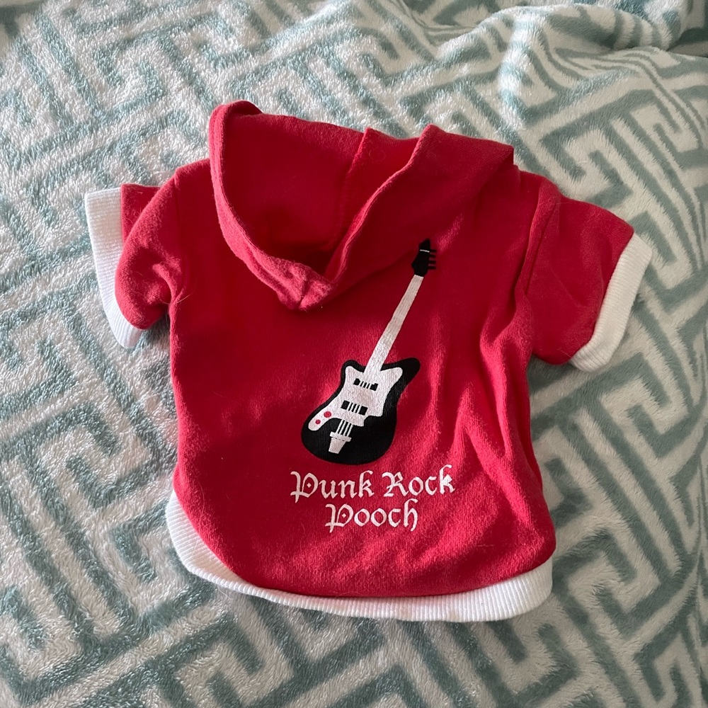 Red and white dog shirt